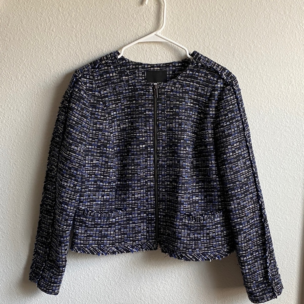 Women’s Banana Republic Black, Navy, and White Tweed Blazer